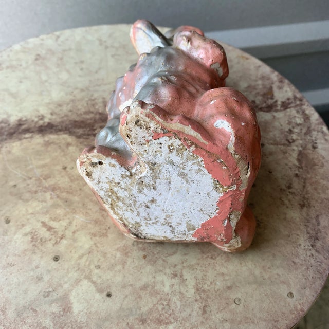 Ceramic Mid-Century Pink Chalkware Dog Coin Bank For Sale - Image 7 of 9