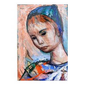 Josef Presser, Polish Born Boston Expressionist Oil Painting WPA Artist Colorful Modern Woman, c.1940s