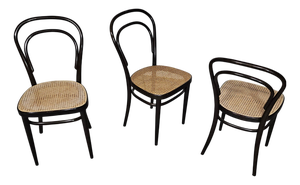 Model 214 and 79 Cafe Chairs with Cane Seats by Michael Thonet, Set of 3