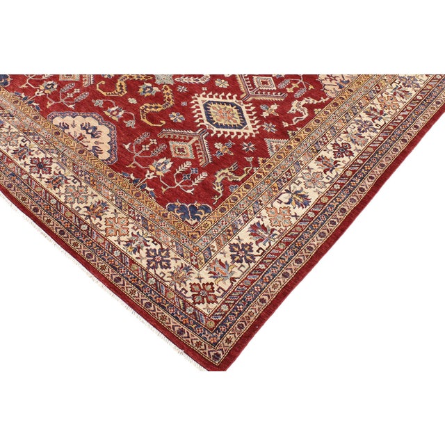 Southwestern Super Kazak Red/Beige Wool Rug - 8'10'' X 12'0'' For Sale - Image 4 of 10