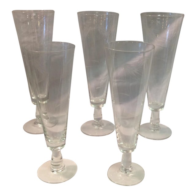 Noritaki Sasaki Wheat Pilsners or Champagne Glasses - Set of 5 For Sale