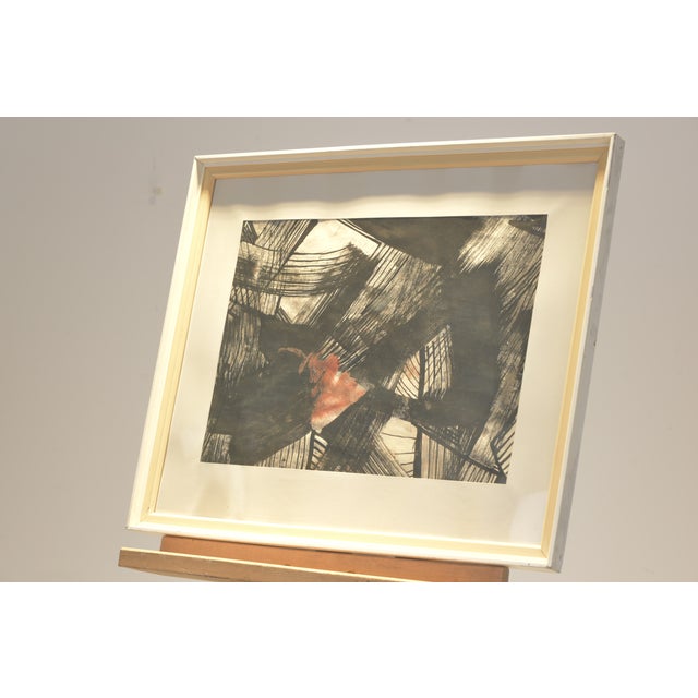 1960s Informell, Signed Rüdiger Volkhardt '65, Framed Under Glass For Sale - Image 5 of 6