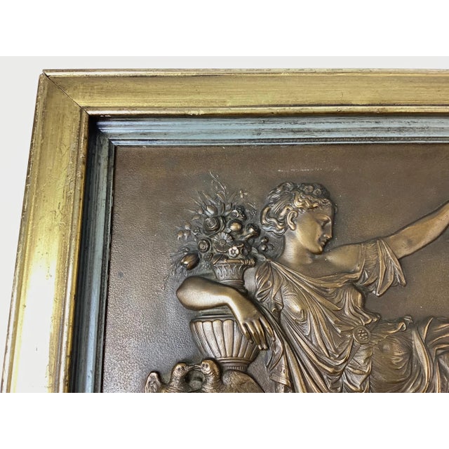 Bronze Relief Wall Plaques Framed Woman with Cherub - A Pair For Sale In Philadelphia - Image 6 of 11