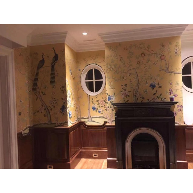 If you love the look of De Gournay wallpaper but not the price, this is for you. Hand-Painted Peacock & Floral Silk...