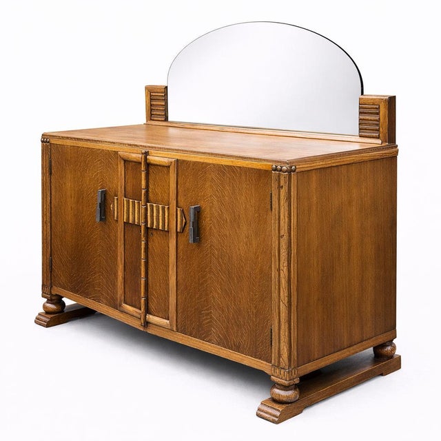Arts & Crafts Oak Dresser or Sideboard with Mirror For Sale - Image 9 of 9
