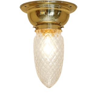 Art Nouveau Art Deco Ceiling Lamp in Brass and Glass, 1920s For Sale