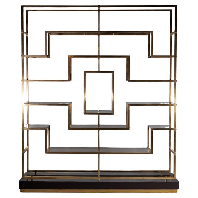Wood Kim Moltzer Modernist Brass Etagere For Sale - Image 7 of 9
