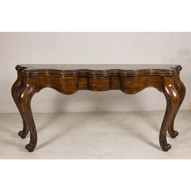 Late 20th Century Marge Carson Walnut Serpentine Console Table with Cabriole Legs For Sale - Image 11 of 18