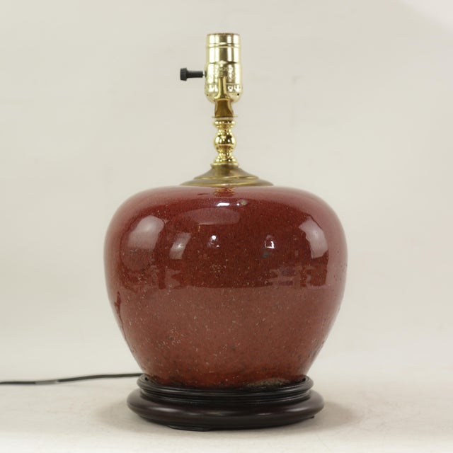 Mid-Century Modern Vintage Oxblood Glazed Ceramic Table Lamp For Sale - Image 3 of 11