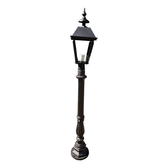 Cast Iron Lamp Post with Square Cast Iron Lantern For Sale