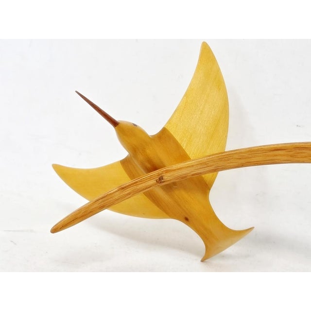Vintage 1990s Hand Carved Wood Hummingbird Sculpture - l.s. "Mac" McLaughlin For Sale - Image 12 of 16