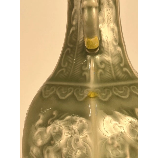 Mid 20th Century Japanese Celadon Porcelain Table Lamp For Sale - Image 4 of 11