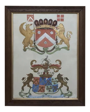 19th Century Framed Painting of Family Crests