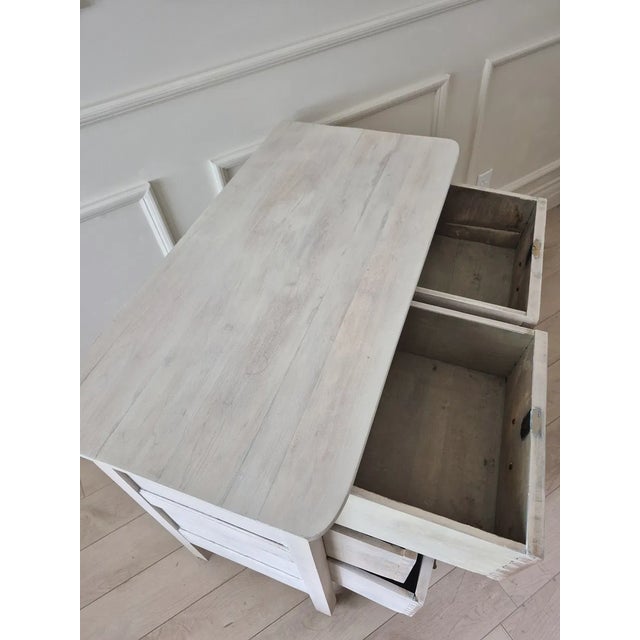 Wood Early 20th Century Gustavian Style Whitewashed Maple Chest of Drawers (9 Words, Fully Defensible Now) For Sale - Image 7 of 11