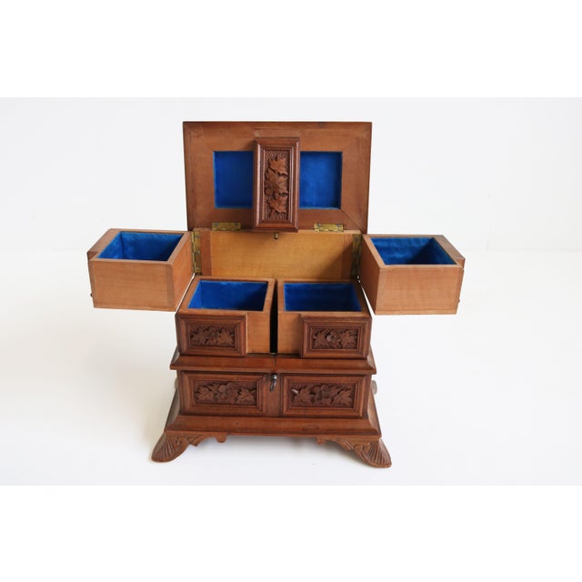 Brown Antique Swiss Black Forest Jewelry Box in Fruitwood, 1880 For Sale - Image 8 of 12