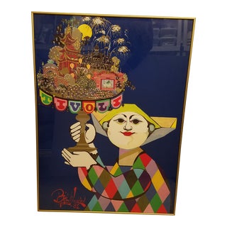 1981 Colorful Framed Bjorn Wiinblad Tivoli Poster For Sale