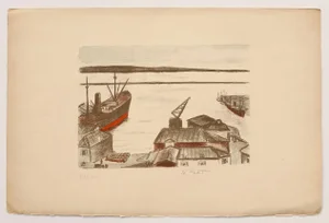 Port - Original Lithograph by Pierre Frachon-Forcade - 20th Century 20th Century