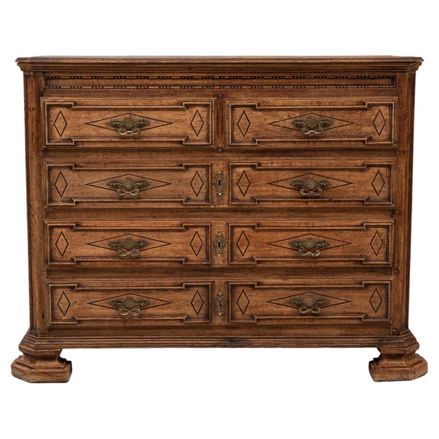 19th Century French Baroque Oak Chest of Drawers For Sale - Image 15 of 18