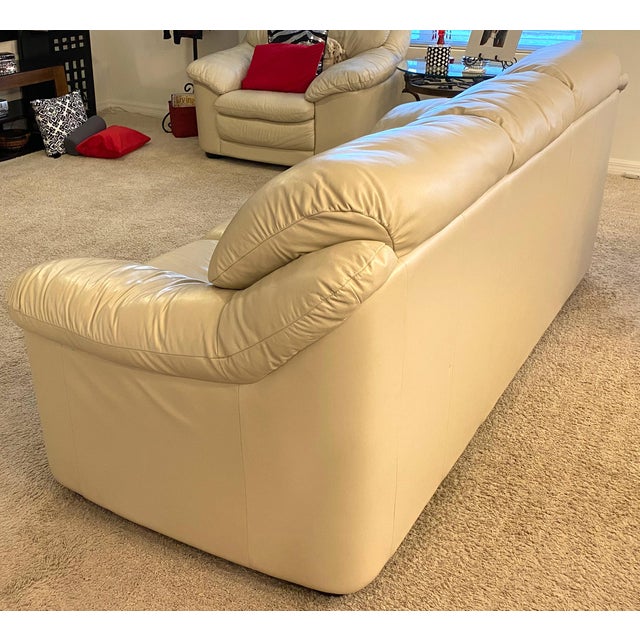 2000s Natuzzi Cream Leather Sofa Chairish