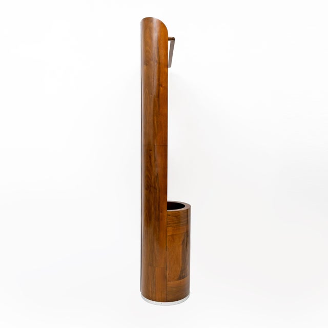 Wood Art Deco Italian Walnut Entry Hall Stand with Integrated Umbrella Holder, 1930 For Sale - Image 7 of 10
