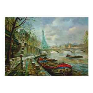 Francois Dubois Sur Le Seine Original Oil Painting on Canvas