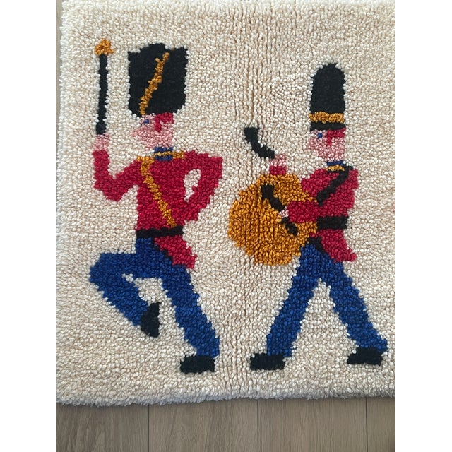 Textile MCM Scandinavian Design Christmas 1970's Rya Style Latch Hook Rug Danish Soldiers For Sale - Image 7 of 10