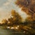 An evocative mid-to-late 20th-century oil painting that captures a serene pastoral scene, rendered with a warm, tonalist...