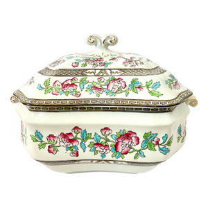 Antique Bridgewood & Sons Indian Tree Octagonal Soup Tureen or Covered Server
