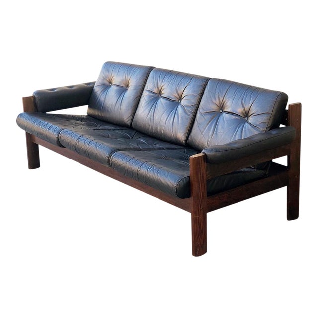 Vintage Ekornes Leather and Rosewood Stain Sofa Chairish