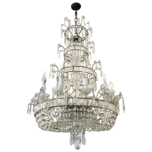 12-Light Crystal Crystal Chandelier, 1950s For Sale - Image 11 of 11
