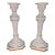 Pair of Vintage Italian Capodimonte-Style Porcelain Candlesticks, Gilt Trim, 10" For Sale