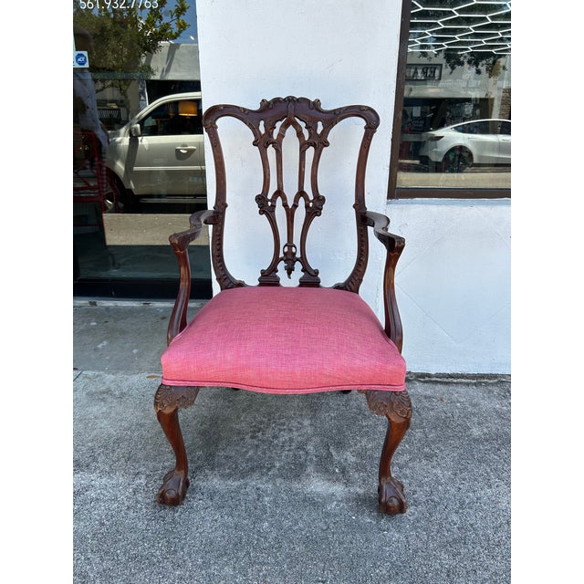 1910s Antique Chippendale Style Armchair For Sale - Image 5 of 11