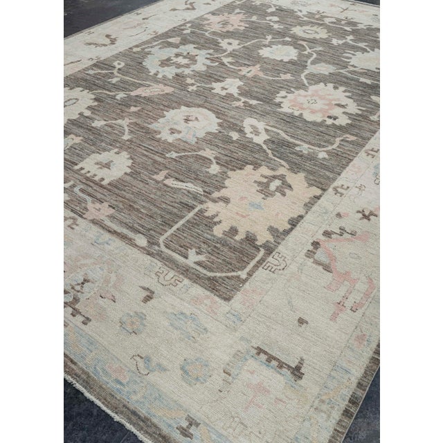 Brown Oushak Rug 9'2" x 12'2" For Sale - Image 8 of 8