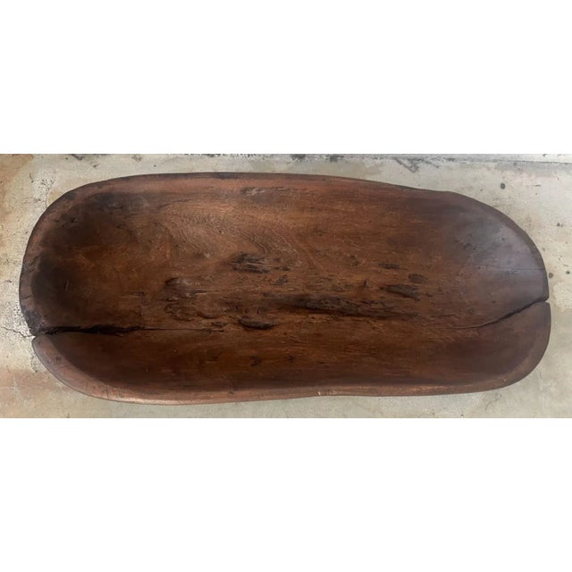 Rustic Early 19thc Hand Carved Douhg Bowl For Sale - Image 3 of 9