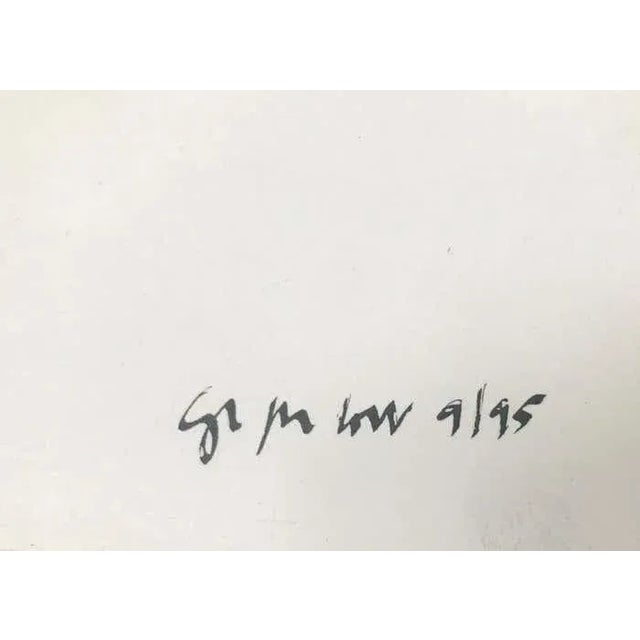 Paint "Blue Hair Woman and a Bird" Minimalist Watercolour #3 by Christopher Paul Cobb For Sale - Image 7 of 7