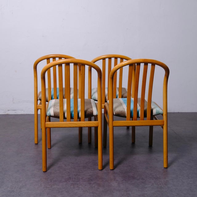 Vintage Wooden and Fabric Chairs, 1970s, Set of 4 For Sale - Image 4 of 17