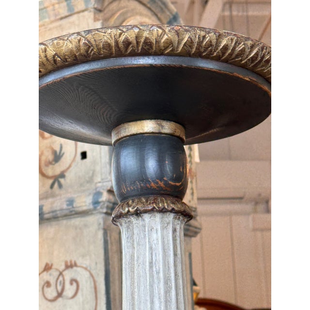 Pair Neoclassical Painted and Gilt Pedestals For Sale - Image 9 of 11