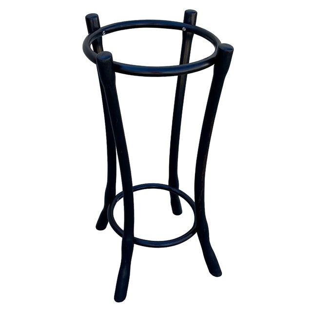Traditional 1900s Vienna Secession Black Lacquer Bent Oak Cloud Umbrella Stand by Gebrüder Thonet For Sale - Image 3 of 8