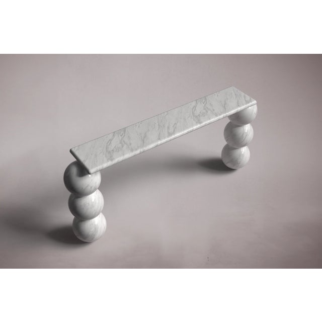 Olly Italian Carrara Marble Console Table 59" For Sale - Image 4 of 5