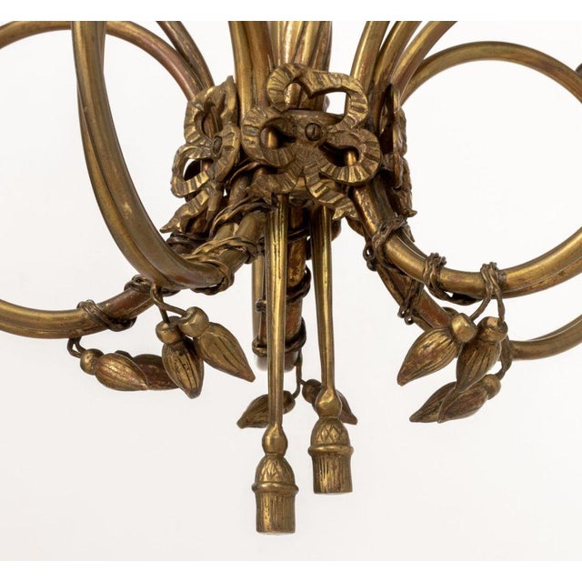 Brass Louis XVI Style Brass Five-Branch Chandelier For Sale - Image 8 of 9