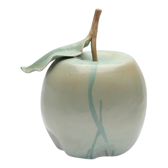 Bengt W. Larsson Green Apple Ceramic Sculpture — Söderköping, Sweden (C. Late 20th Century) For Sale