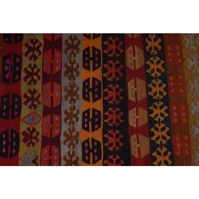 1960s Tribal Flat Woven Turkish Striped Kilim Runner 3'2'' X 14'9'' For Sale - Image 5 of 9