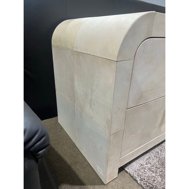 Restoration Hardware Restoration Hardware Parchment Leather Nightstands For Sale - Image 4 of 5