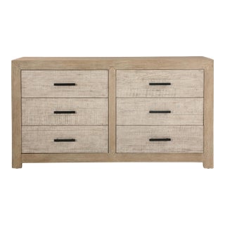 Bleached Pine Coastal Farmhouse Six-Drawer Dresser For Sale