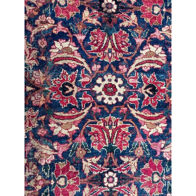 Beautiful late 19th century Yazd rug with nice floral design with stylized flowers, leaves and branches, and beautiful...
