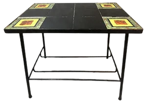 Ceramic and Iron Coffee Table, 1950s