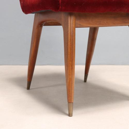 Wood Vintage Chairs in Velvet and Wood, Italy, 1960s, Set of 6 For Sale - Image 7 of 10