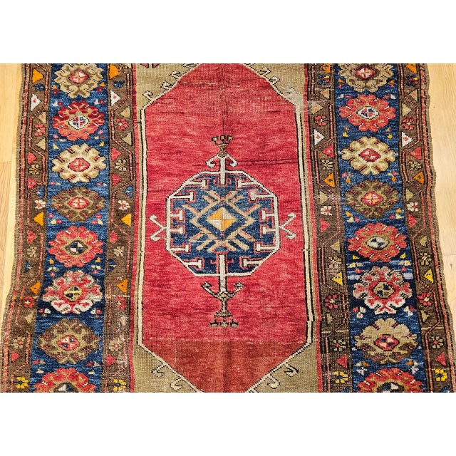 19th Century Handwoven Anatolian Village Area Rug, Wool, Vegetable Dyed, 4' x 5' For Sale - Image 17 of 18