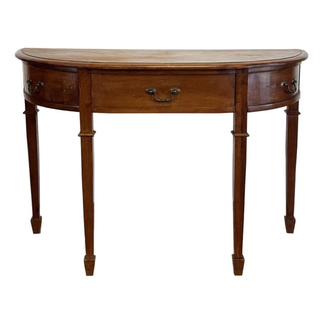Vintage Traditional Wood Demi-Lune Table For Sale