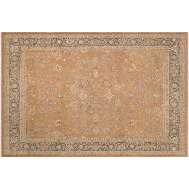 Shabby Chic Brown/Green Wool Rug - 8'0'' X 9'8'' For Sale - Image 9 of 10